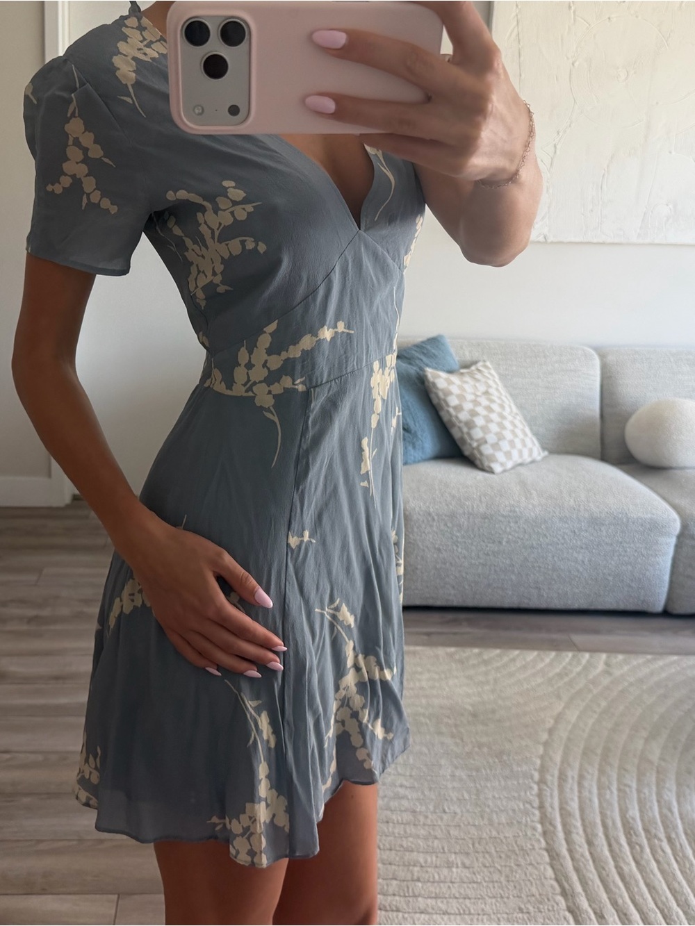 Realisation Par Slate Blue Floral Mini Dress